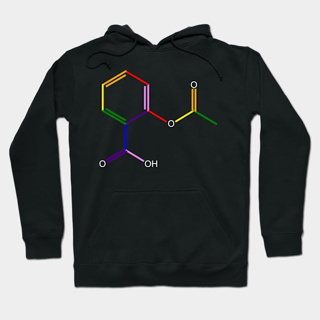 Aspirin Molecule Rainbow Chemistry Hoodie by ChemECool